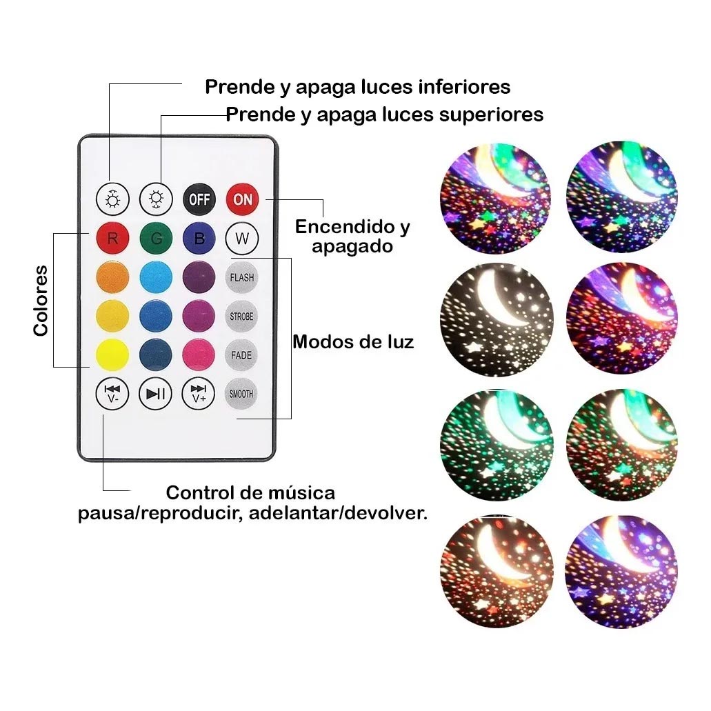 Miniatura 6 de Proyector Lampara Estrellas Parlante